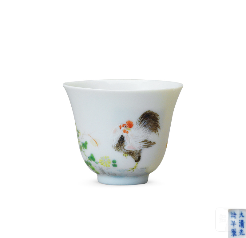    清光绪 金品卿风格浅绛彩大吉图铃铛杯 - 图2